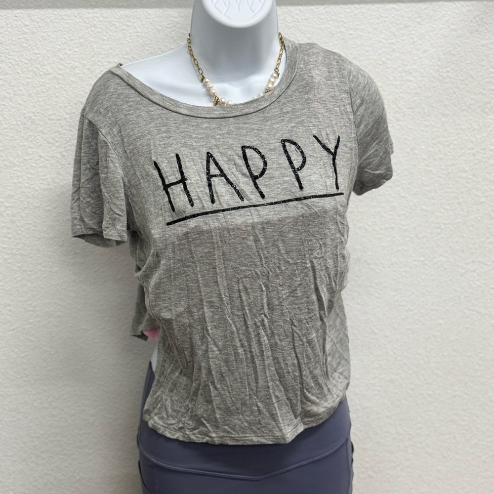 Love Gray Crop Relaxed Short Sleeve Tee